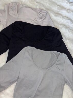 Athletic Long Sleeve Crop Tops - 3 Pack
